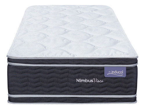 Inducol Nimbus Visco colchón 1 Plaza 80cm x 190cm espuma de alta densidad con doble pillow color negro y gris claro