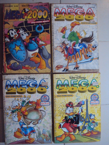 Lote De 4 Comics: Mega 2000. Walt Disney. En Italiano.
