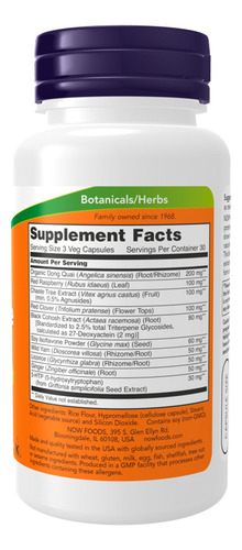Menopause Support Now Foods 90 Cápsulas Importado+porta Cáps Sabor Sem sabor