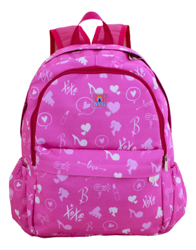 Mochila Feminina Escolar Menina Linda Preta Rosa 2102 Cor Love / Rosa Desenho do tecido