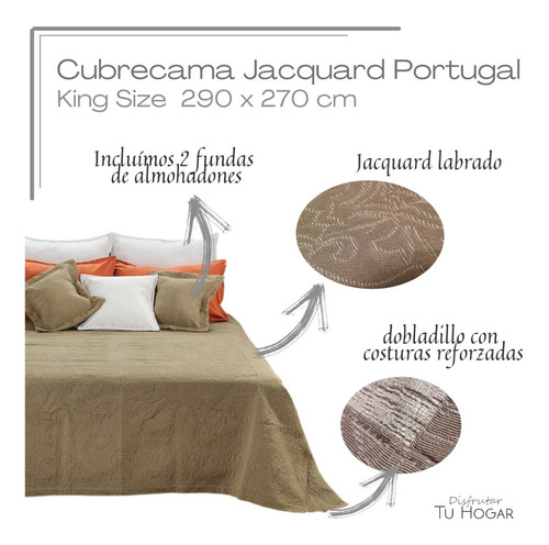 Imagen 2 de 8 de Cubrecama King Size + 2 Fundas Jacquard Portugal Oregon