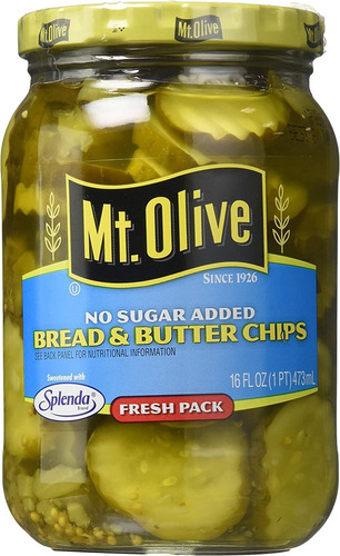 Mt Olive Chips Pan Mantequilla Sin Azúcar Añadido Pepinillo