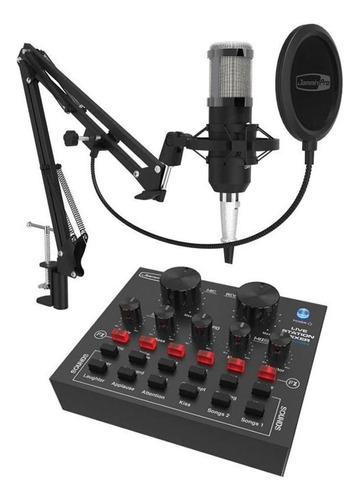 Kit Stream Studio / Mezclador Bt / Micrófono Jammin Pro Color Negro