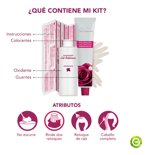 Tintura Cor Intensa Aceite de flores Kit Garnier Cor Intensa Permanente Hidratante Cor do Cabelo tom 6.6 vermelho intenso 20Vol. para cabelo