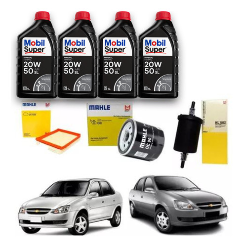 Kit Troca Óleo + Filtros Corsa Classic 2001 2002 2003 2004 5