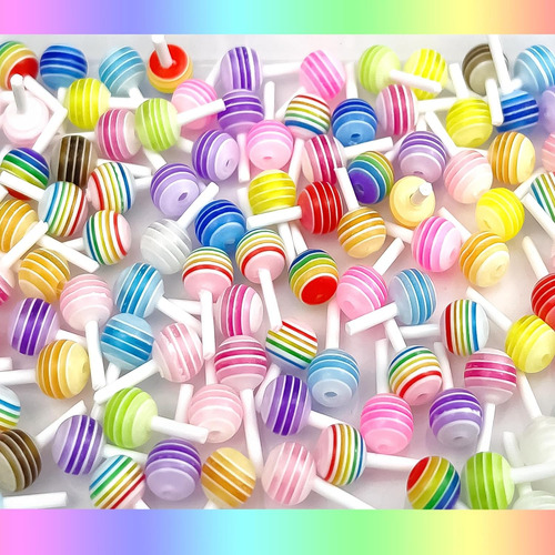 Dufeimoy Rainbow 100pcs Lollipop Charms De Uñas Lollipop, Ac