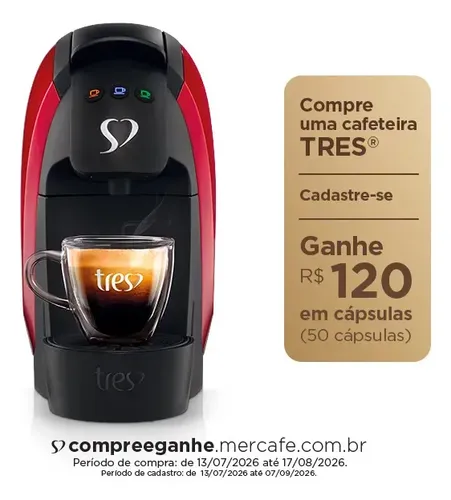 Cafeteira Espresso Luna Vermelha - TRES 3 Corações