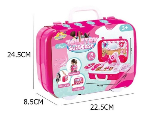 Tocador Infantil Set Belleza Juguetes Nenas Valija Ruedas