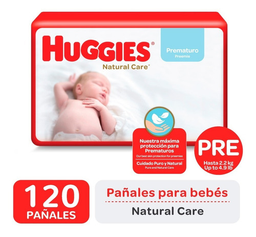 Huggies Natural Care Pañales Talle Pr 4 Packs X 30 Unidades