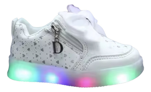 Tenis Con Luz Led Zapato Para Niiñas Corazones