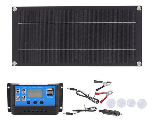 Kit Panel Solar Bateria Controlador Carga Clips Adaptador Rv