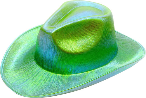 Sombrero Vaquero Metalizado Verde Adulto Disfraz Fiesta