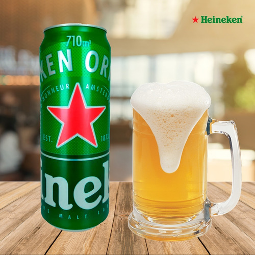 Imagen 5 de 8 de Cerveza Heineken Lata Rubia 710ml X4 Unidades Bebidas.