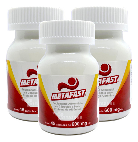 Metafast Proteína Albumina 45 Cápsulas 3 Frascos Sabor Sin Sabor