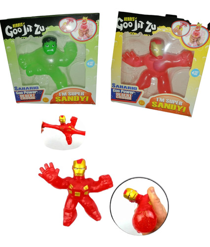 Goo Jit Zu Figura X2 Elastico Heroes  Hulk Iron Man Niños 