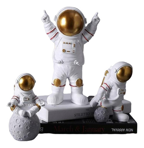 3 Piezas Astronautas Adornos  Figura Resina Decorativas