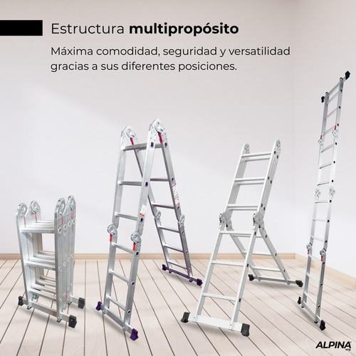 Escalera De Aluminio Articulada 12 Escalones Alpina 4x3 Aluminio