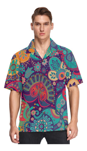 Camisa Hawaiana Manga Corta Para Hombre Playa Verano Aireada