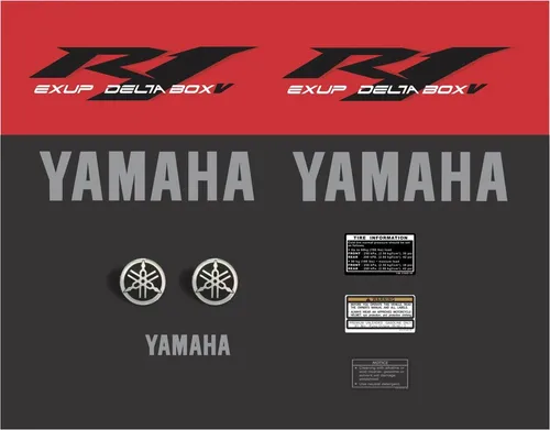 Pegatinas compatibles con Yamaha R1 2005 en rojo y negro, R104vp, con el emblema gráfico en color R1 2005, rojo y negro