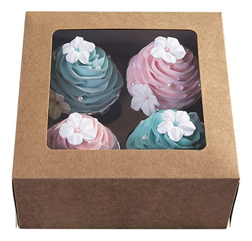 [15 Unidades] Cajas De Papel Kraft Para Cupcakes, Regalo De