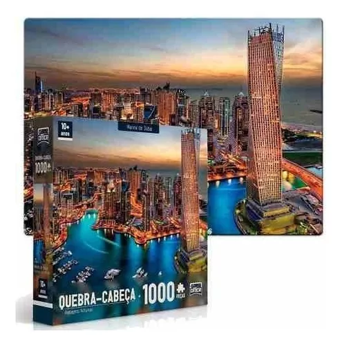 Quebra Cabeça 1000 Peças Paisagens Noturnas Marina De Dubai