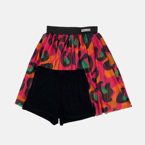 Saia Midi Infantil Juvenil Em Tule Com Short Em Malha