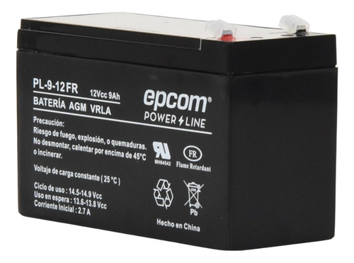 Epcom Batería Agm/vrla 12vcd 9ah Retardante A Flama, Pl912fr