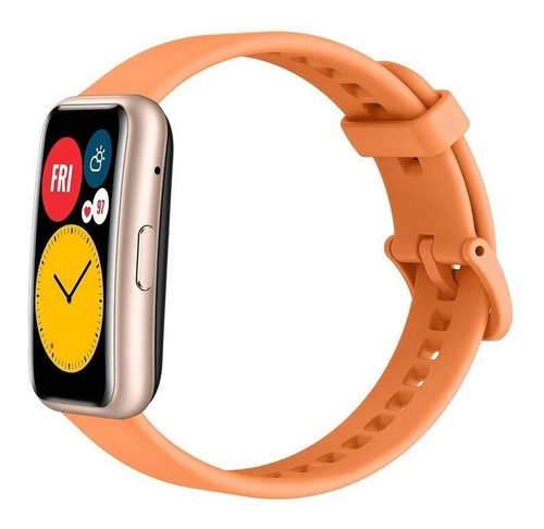 Imagen 5 de 6 de Huawei Watch Fit Active 1.64" caja de fibra polimérica rose gold, malla cantaloupe orange de silicona TIA-B09