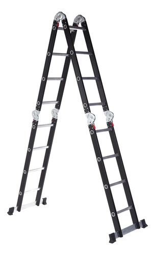Escalera 4x4 De Aluminio Multiuso Color Negro TE170001 Garden Life