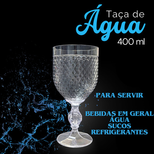 Taça De Água Acrílica Premium 400ml Suco Refresco Kit 12pçs