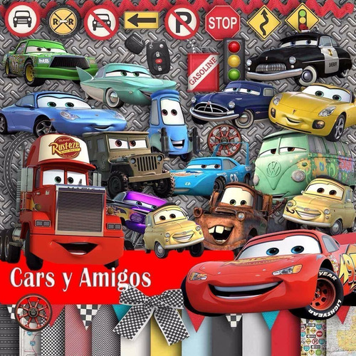 Kit Imprimible  Cars Y Amigos 15 Clipart 14 Fondos 37 Elem