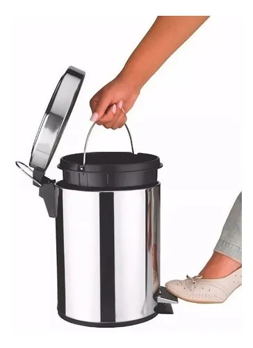Cesto de Lixo 5 Litros Inox com Pedal para Banheiro e Cozinha – Compacto, Higiênico e Resistente.