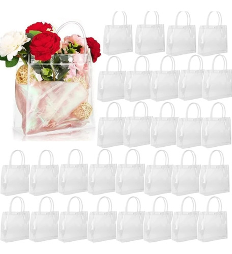 30 Bolsas Transparentes Reutilizables, Bolsas De Mano, Bolsa