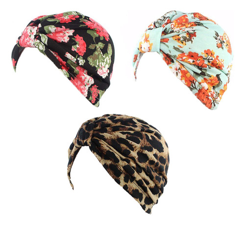 Dinprey Gorro De Turbante De Algodon Con Estampado Floral Pa