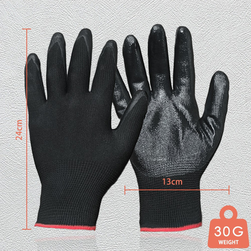 Mt Guante Nylon Negro Recubiertos Palma Nitrilo Seguridad