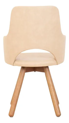 Silla Giratoria Natural/beige Madera Y Pu Fani Ii