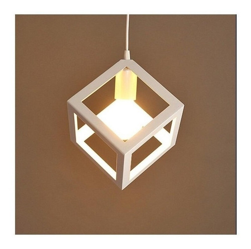 Lampara Colgante Moderno One Blanco Cubo 18 Cuotas Apto Led