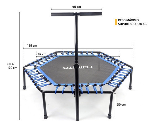 Imagen 3 de 7 de Mini Trampolin Gimnasia Fitness Jumping Minitramp Gym 1 M Azul
