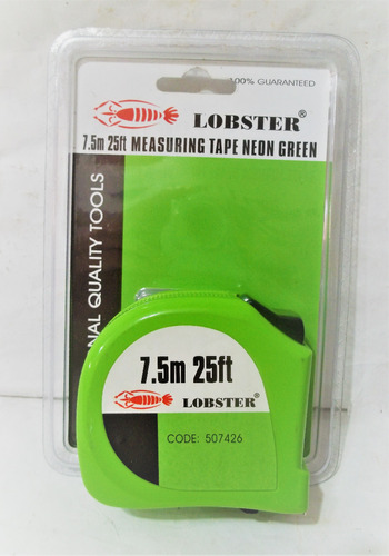 Cinta Métrica Doble Freno Verde Neón 7.5 M Lobster