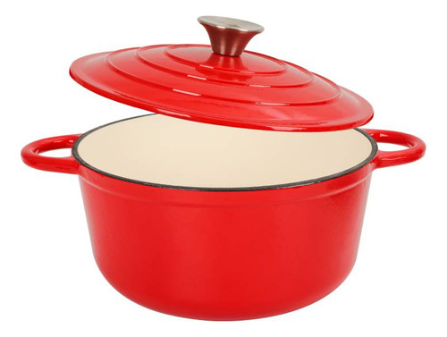 Cacerola Olla De Hierro Fundido Esmaltado Rojo 26cm 4.8l