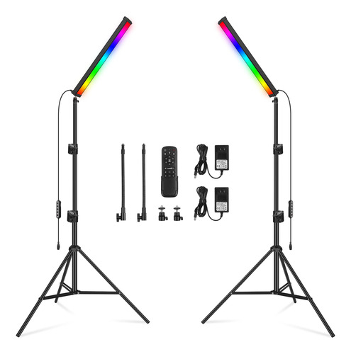 Varita De Luz Led Rgb Con Soporte, Qeuooiy 2300-7500k Kit De