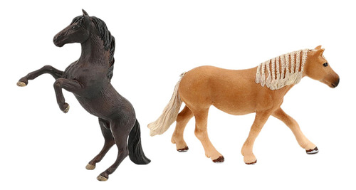 2 Figuras De Caballos En Miniatura Con Figuras De Animales