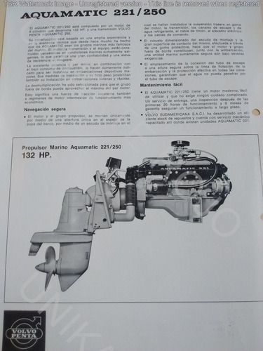 Antiguo Folleto Motor Dentro Fuera De Borda Volvo Lanchas