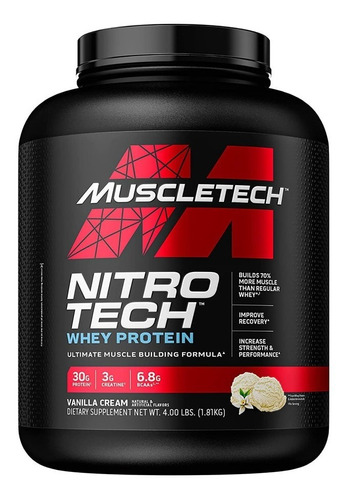 Proteina Nitro Tech 4lbs Vainilla, Con Creatinamasa Muscular