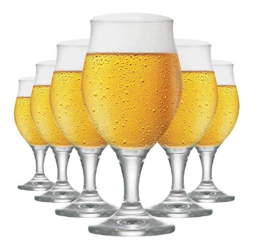 Jogo De Taças Cerveja Elsab Cristal 340ml 6 Pcs Cor Incolor