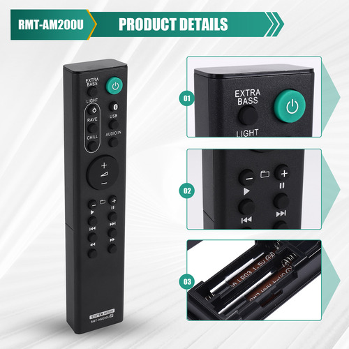 Control Remoto De Repuesto Crystally Para Altavoz Rmt-am200u