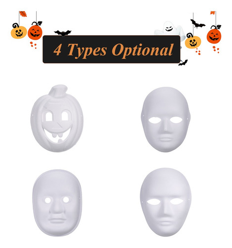 Máscara De Papel Blanco De Halloween Diy Pulpa En Blanco Pin