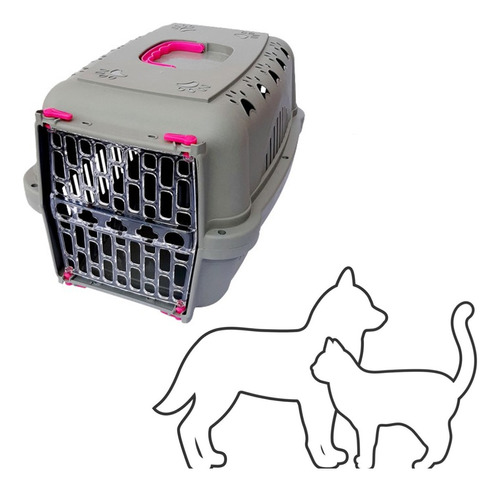Caixa Transporte N1 Pet Cães/gatos Porta De Plástico E Alça