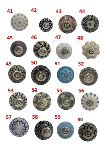 Imagen 5 de 7 de Pack X14 Tiradores De Cerámica Manija Cajones Muebles Perill