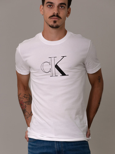 Polera Outline Monologo Blanco Calvin Klein